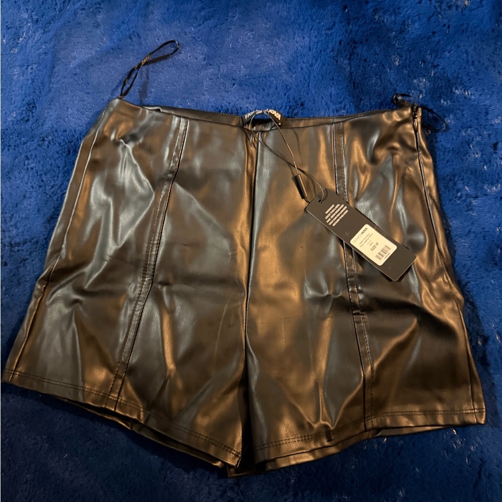 Fashion Nova Black Faux Leather Shorts